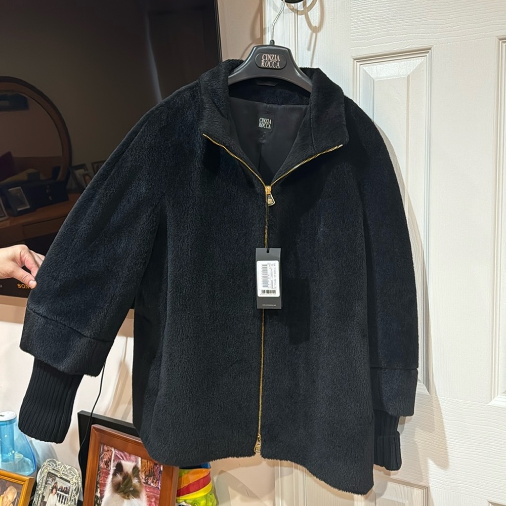 Cinzia Rocca Black Coat Size 48 Italy